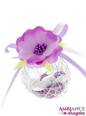 Boule dragées métal fleur lilas