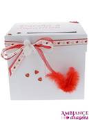 Urne mariage personnalise blanche et rouge
