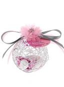 Boule drages mtal fleur rose