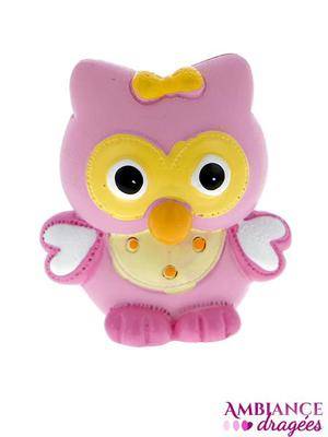 Figurine hibou rose