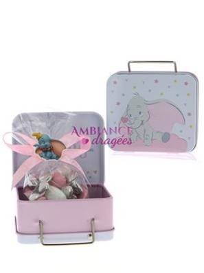 Valise en métal dragées Dumbo rose