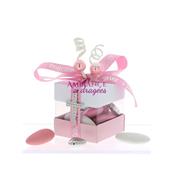 Boite dragées cube communion rose