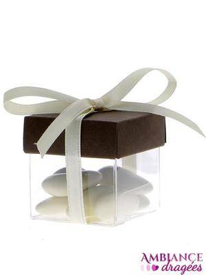 Boite dragées cube chocolat transparent