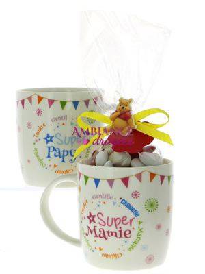 Mug dragées papy, mamie Winnie l'Ourson
