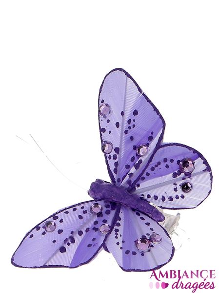 Papillon lilas déco x 4
