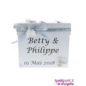 Urne mariage personnalisée blanche et grise