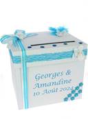 Urne mariage personnalise bleu turquoise