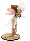 Éprouvette Dragées Baptême Ourson Rose - Dragées Baptême Ourson