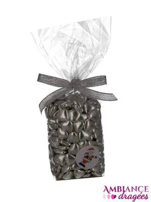 Sachet mini oeur argent au chocolat