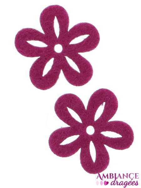 Fleur feutrine fuchsia x 8
