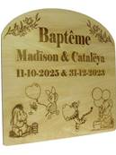 Panneau Bienvenue Baptême Bois Winnie l' Ourson Gravé - Panneau Bois Baptême