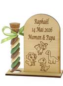 Cadeau Parrain Marraine Éprouvette Bois Gravé Dinosaure - Baptême Dinosaure