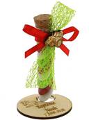 Éprouvette Dragées Baptême Tracteur Socle Bois - Dragées Baptême à la Ferme