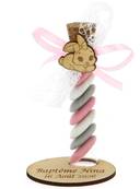 Éprouvette Dragées Baptême Lapin Socle Bois - Baptême Animaux