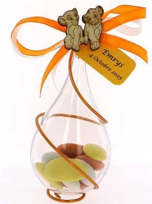 Goutte Dragées Baptême Roi Lion Bois Personnalisée - Cadeau Invité Roi Lion