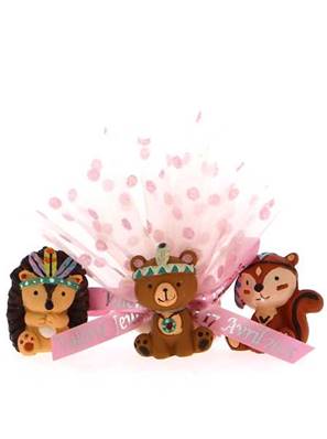 Tulle Dragées Baptême Animaux de la Forêt Rose - Baptême Copain des Bois