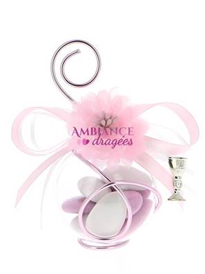 Boule Dragées Communion Fleur Rose