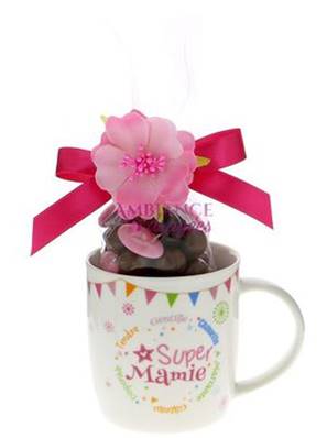 Mug dragées Bonne Fête Mamie fleur rose