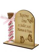 Cadeau Parrain Marraine Éprouvette Bois Gravé Papillon - Baptême Papillon