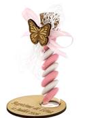 Éprouvette Dragées Baptême Papillon Socle Gravé - Dragées Baptême Papillon