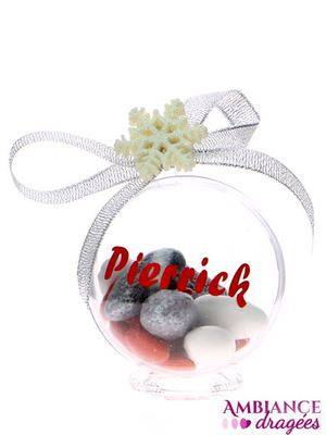 Boule Noël argent personnalisée
