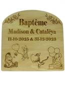 Panneau Bienvenue Baptme Bois Winnie l' Ourson Grav - Panneau Bois Baptme