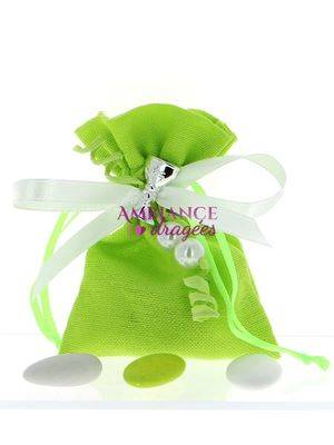 Sachet dragées communion vert