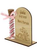 Cadeau Parrain Marraine Éprouvette Bois Bambi - Dragées Baptême Bambi
