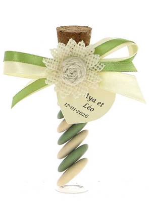 Éprouvette Dragées Mariage Vert Nature - Dragées Mariage Nature
