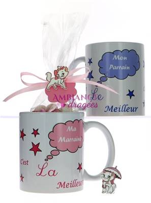 Mug dragées parrain, marraine Aristochat