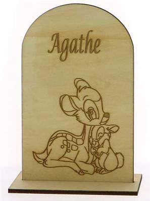 Centre De Table Bois Personnalisé Bambi - Baptême Bambi