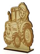 Marque Place Tracteur Bois Gravé - Baptême à la Ferme