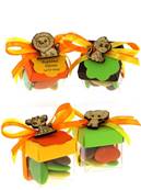 Boite drag�es cube bapt�me th�me jungle