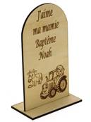 Centre De Table Bois Personnalisé Tracteur Vache - Baptême à la Ferme
