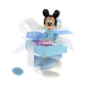 Boite à dragées cube bleue bébé Mickey