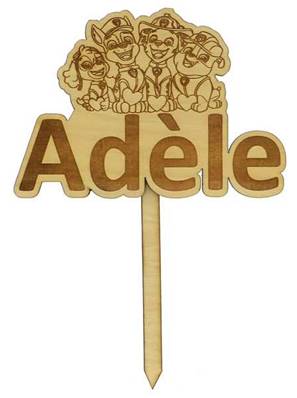 Cake Topper Bois Personnalisé Pat Patrouille - Anniversaire Pat Patrouille