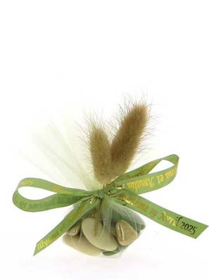 Tulle Dragées Mariage Personnalisé Fleur de Pampas - Dragées Mariage Bohème Chic