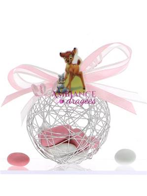 Boule dragées métal Bambi rose