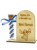 Cadeau Parrain Marraine Éprouvette Bois Personnalisé - Baptême Stitch & Angel