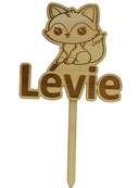 Cake Topper Bois Personnalisé Renard - Décoration Baptême Renard