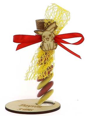 Éprouvette Dragées Baptême Pokémon sur Socle Personnalisé - Cadeau Invité Pikachu