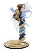 Éprouvette Dragées Baptême Poulpe et son socle bois - Baptême à la Mer