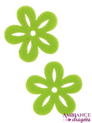 Fleur feutrine vert anis x 8