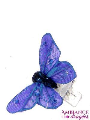 Papillon Bleu royal sur pince x 4