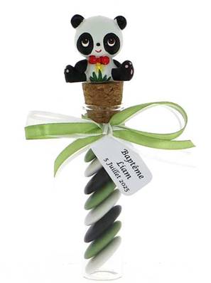 Éprouvette Dragées Baptême Panda - Dragées Baptême Panda
