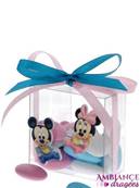 Ballotin dragées carré bébé Mickey et Minnie
