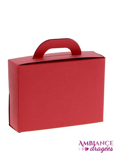 Contenant dragées valise rouge