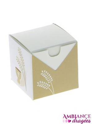 Contenant dragées communion cube calice, épi