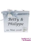 Urne mariage personnalise blanche et grise