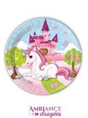 8 Assiettes Licorne 23 cm